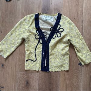 Anthropologie Midnight Daisy Cardigan, Lace Cardi Top Field Flower, Size S